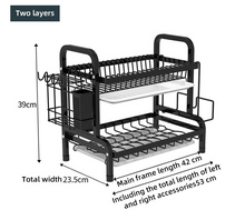 Load image into Gallery viewer, 2 Tier Kitchen Metal Stainless Steel Dish Rack Drainer Over The Sink Dish Drying Rack