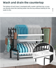 Load image into Gallery viewer, 2 Tier Kitchen Metal Stainless Steel Dish Rack Drainer Over The Sink Dish Drying Rack