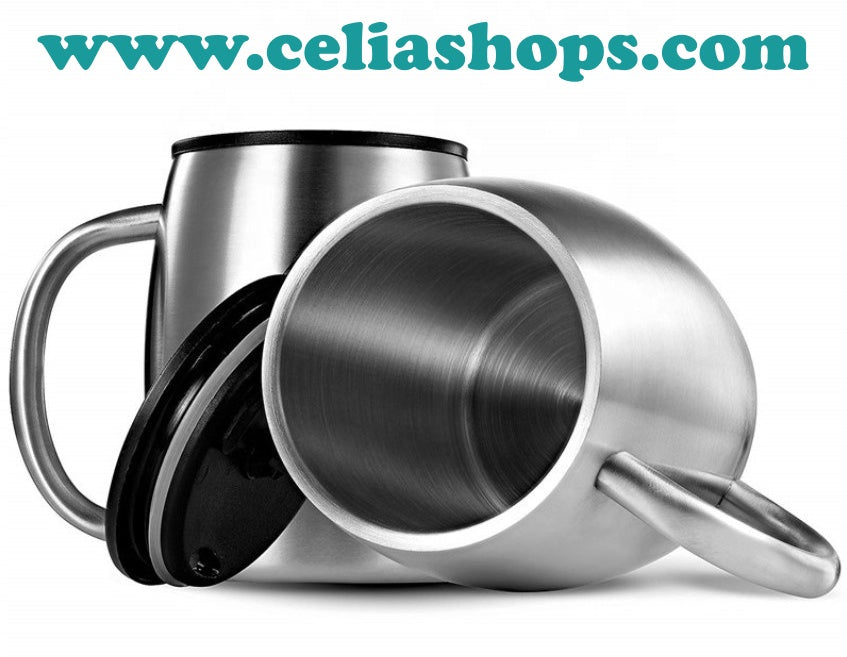 Double wall stainless steel vacuum insulated thermal coffee mug cup with handle