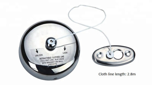 3 Metres Retractable Clothes line Stainless Steel with Wall Mount Chrome